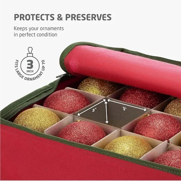 ZOBER Christmas Ornament Storage Stores 64 Ornaments 3 Inch Cube Compartments - Picture 7 of 8